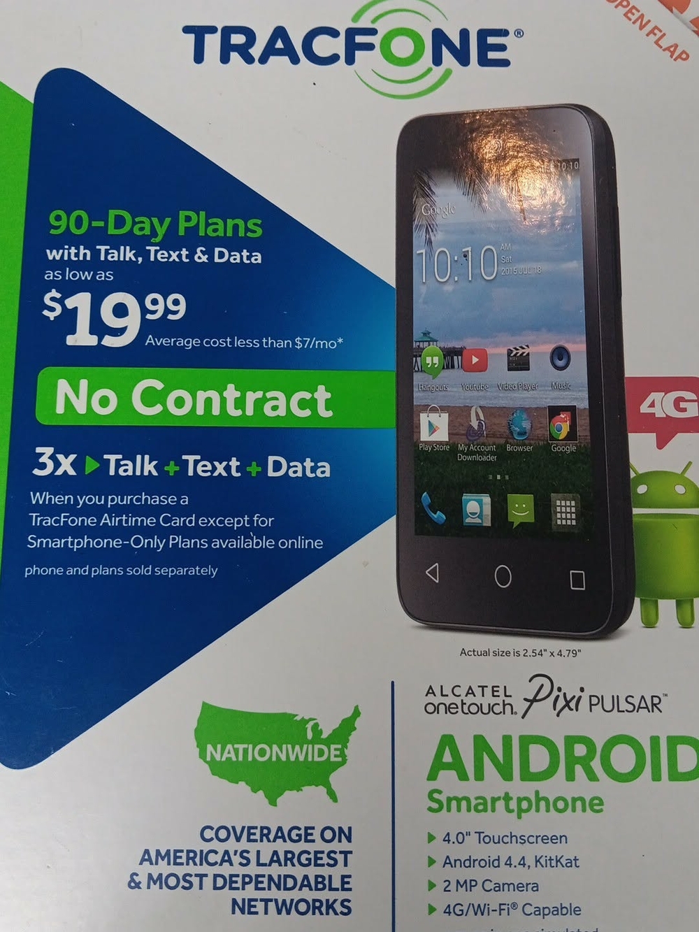 Alcatel OneTouch Pixi Pulsar Black Android Smartphone - 4.0"